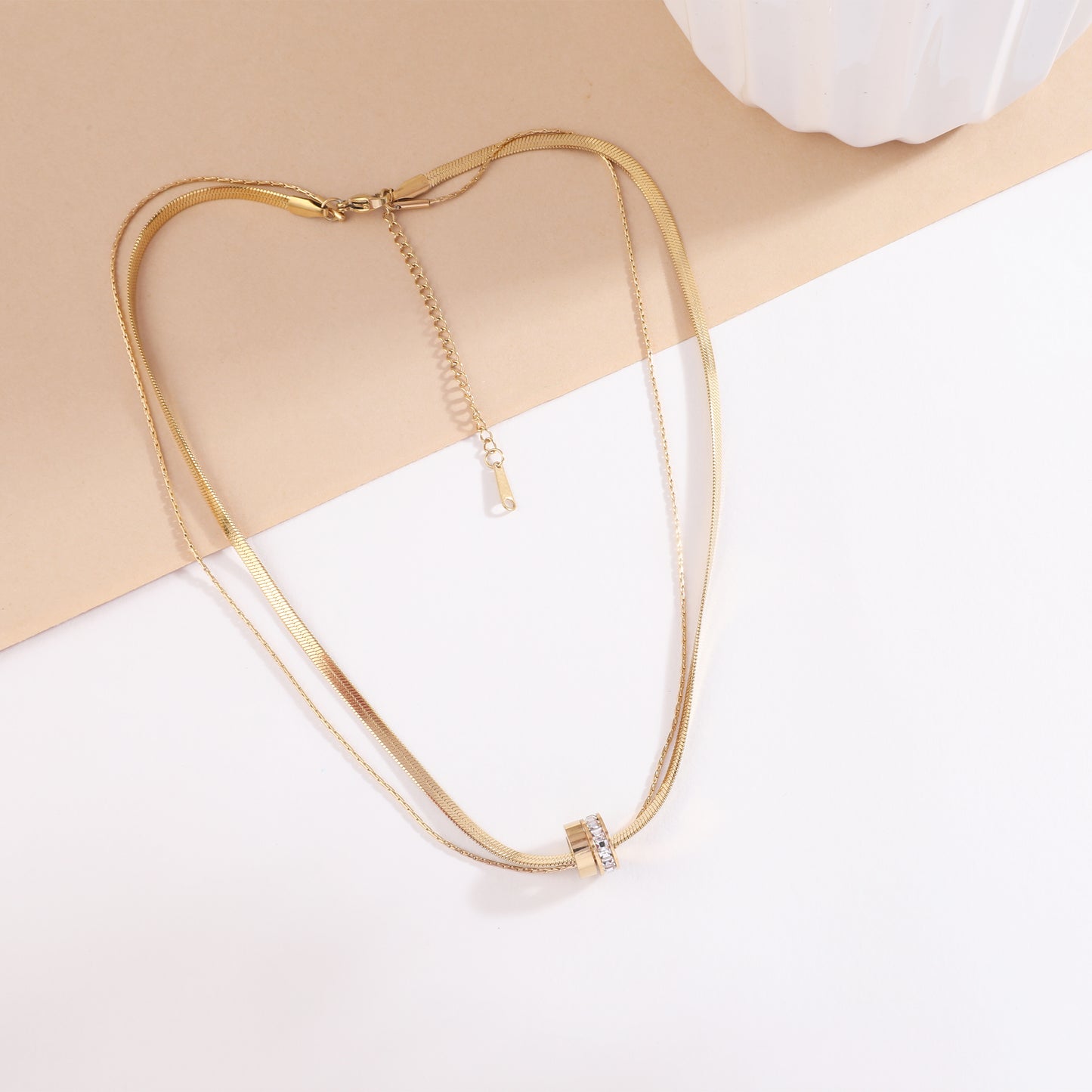 Gilded Rings Layered Necklace