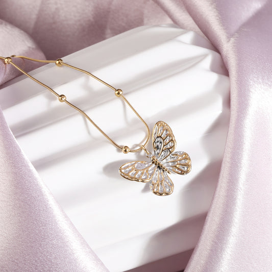 Two Tone Butterfly Necklace