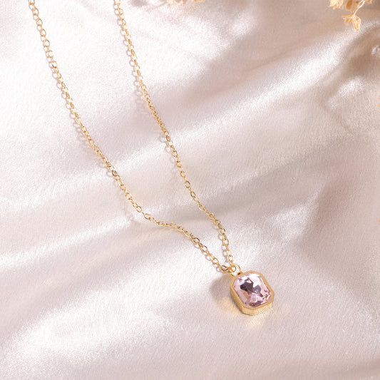 Pink Octagon Emerald Necklace