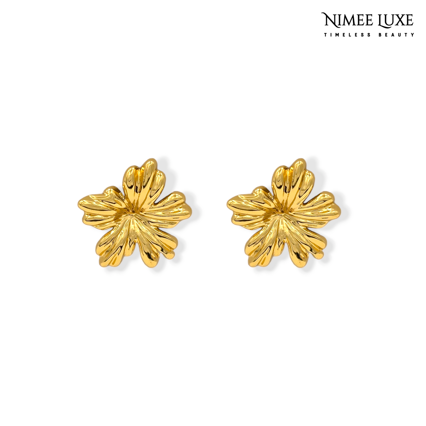 Flower Gold Earrings NLE127G Gold Plated, Waterproof and Anti-Tarnish