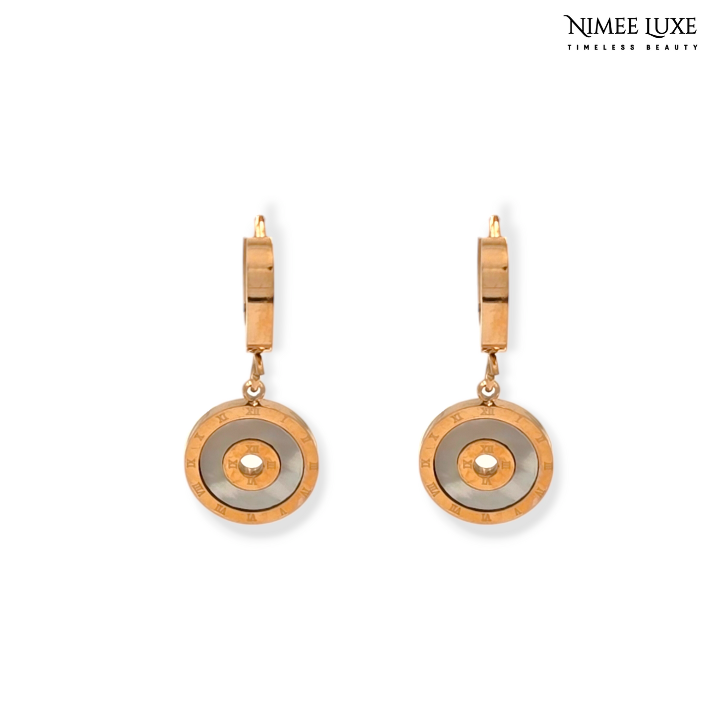 Classic Dangling Crystal Diamond Earrings NLE110RG Gold Plated, Waterproof and Anti-Tarnish