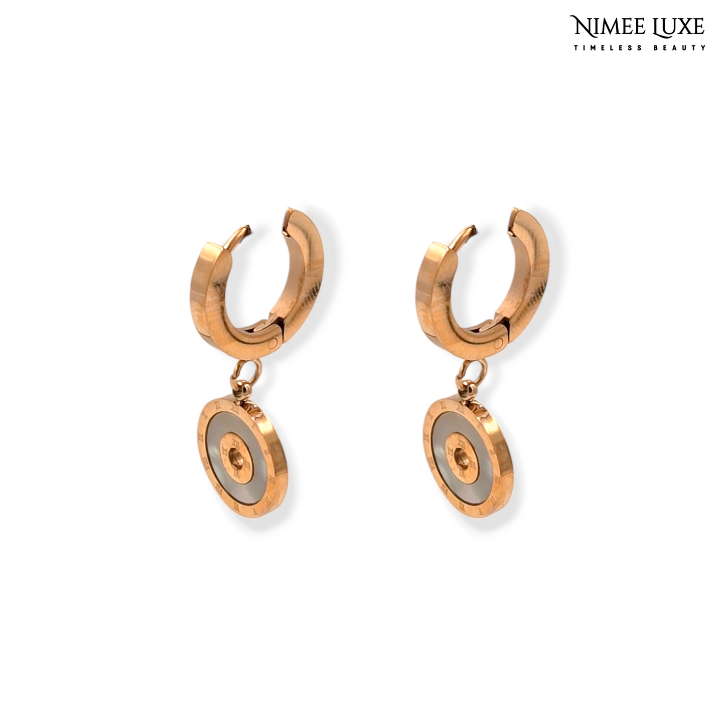 Classic Dangling Crystal Diamond Earrings NLE110RG Gold Plated, Waterproof and Anti-Tarnish