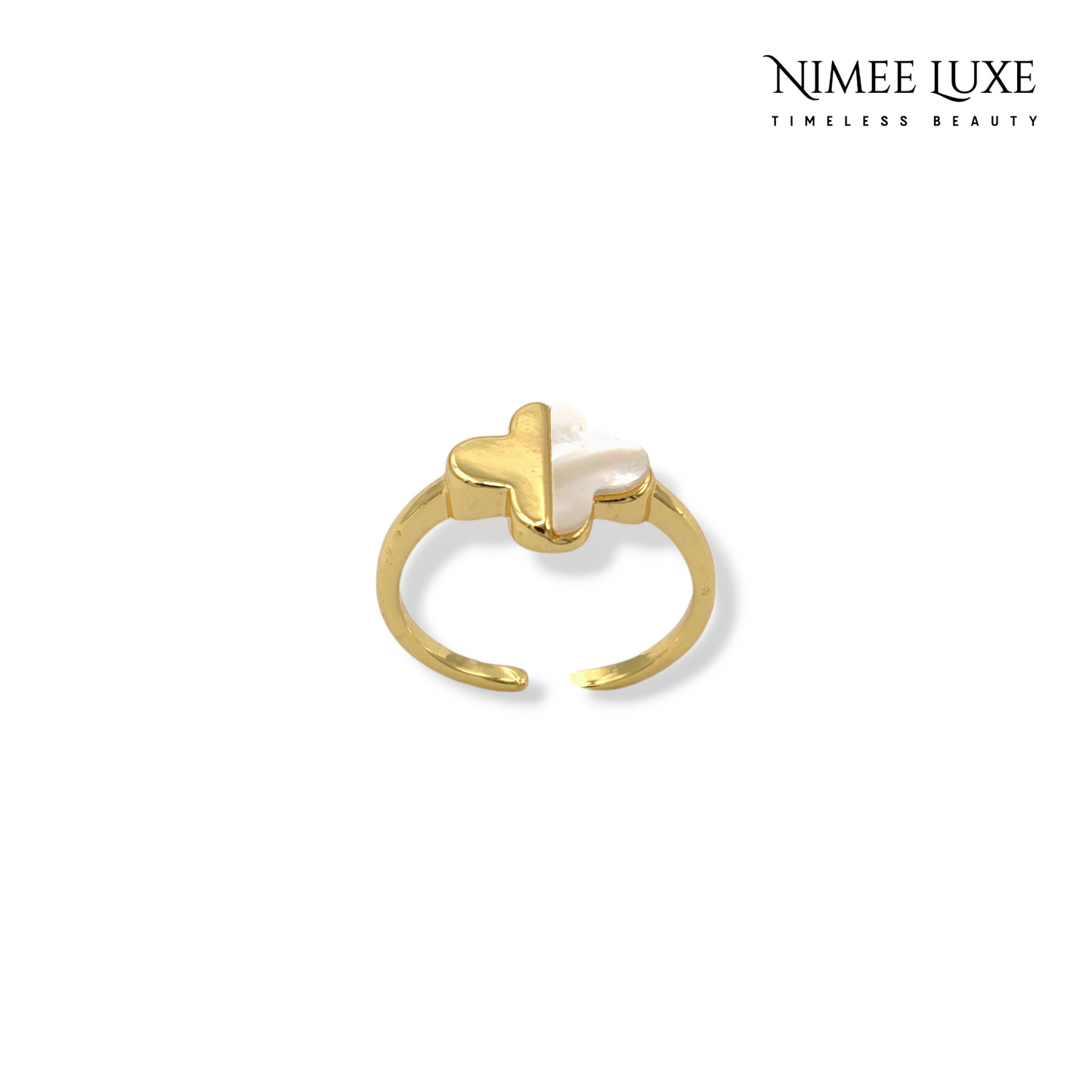 Van Cleef Inspired Pearl Adjustable Ring Gold Plated AR3