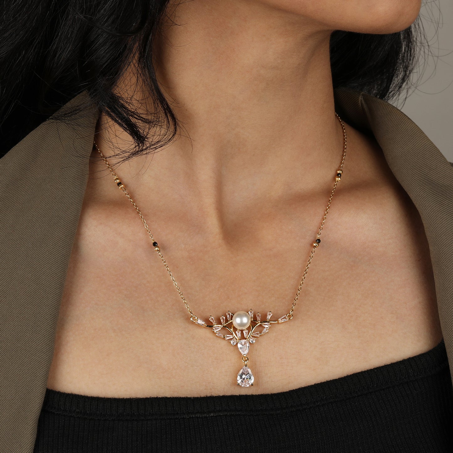 Retro Diamond Pearl Mangalsutra