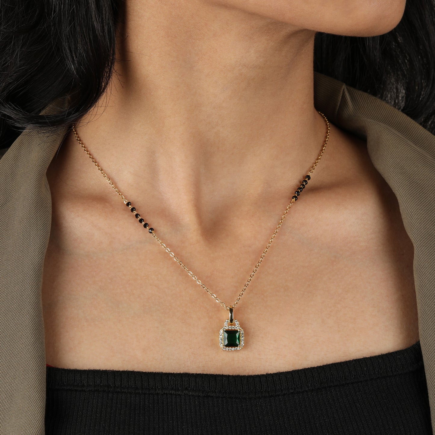 Garnet Green Emerald Mangalsutra