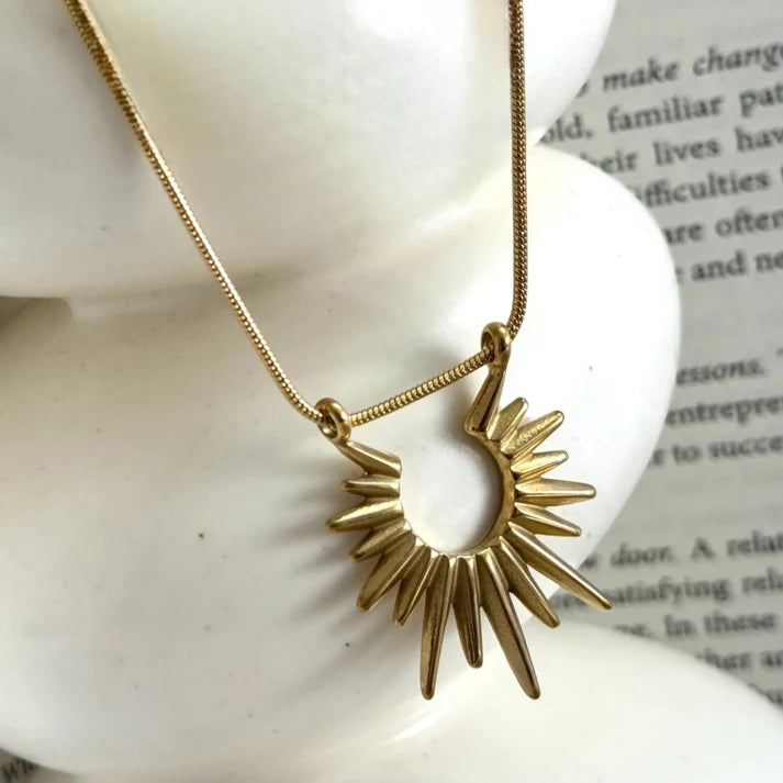 Pearl Strip Earrings Gold Plated + Sun Necklace Gold Plated + Cartier Inspired Love Bracelet Kada 18K Gold Plated