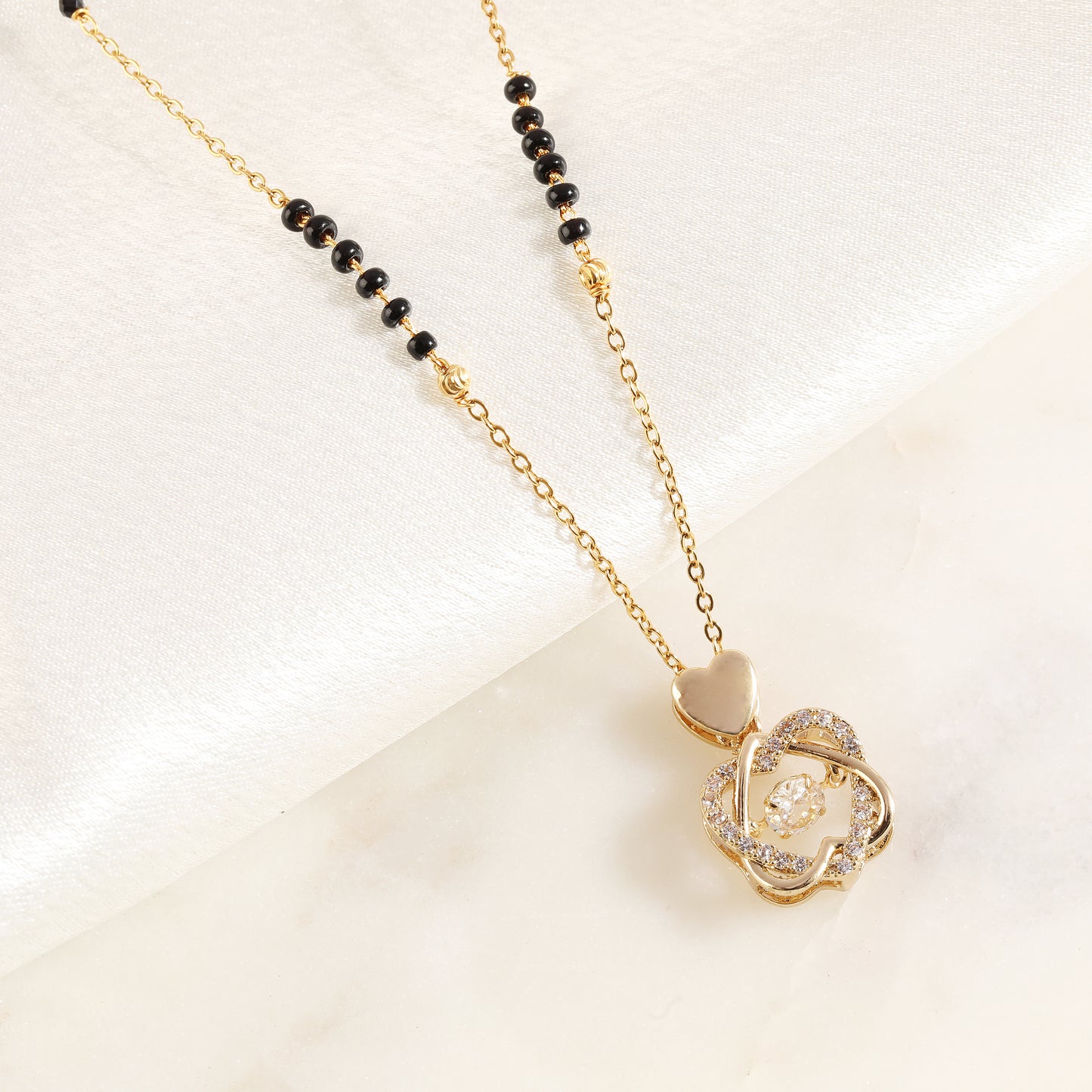 Crystal Heart Mangalsutra