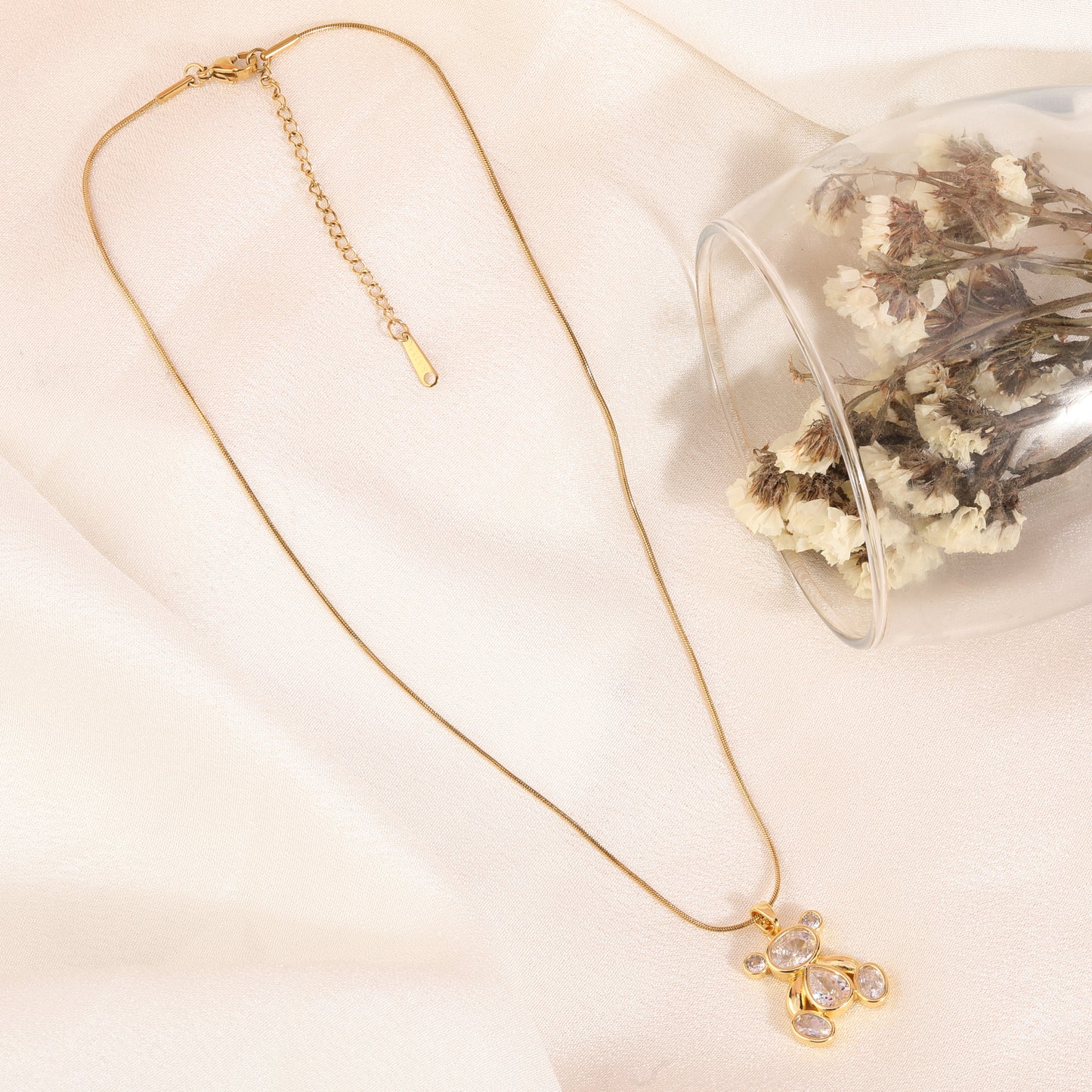Solitaire Teddy Necklace