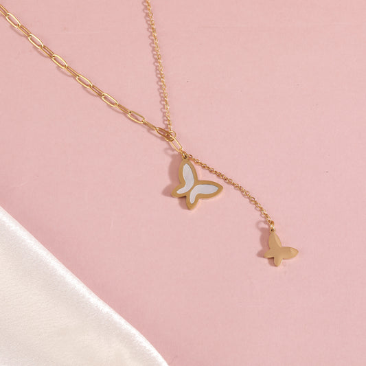 Twin Butterfly Charm Necklace