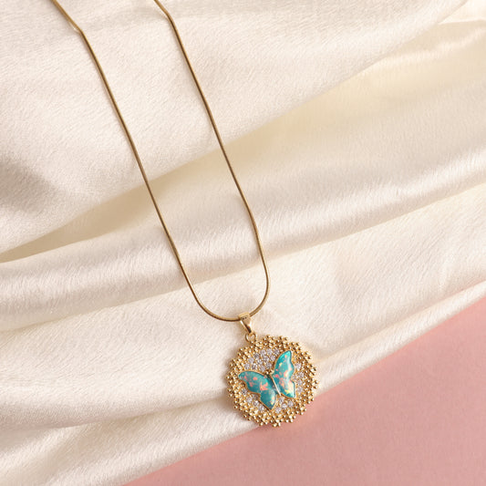 Celeste Bloom Butterfly Pendant Necklace
