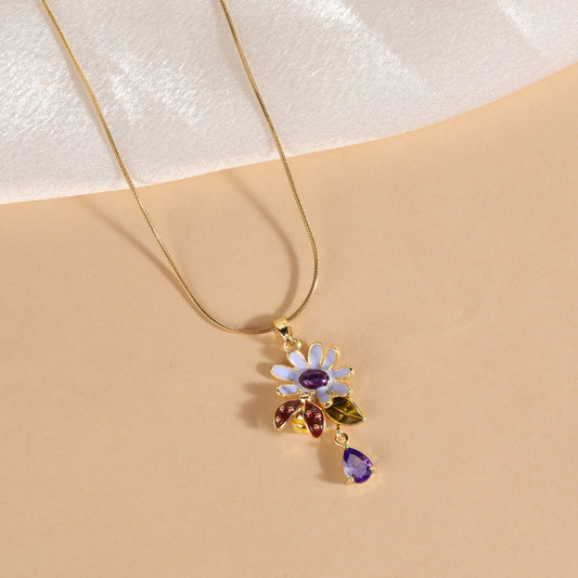 Blossom Drop Enamel Pendant Necklace
