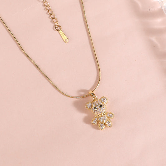 Teddy Bling Pendant Necklace
