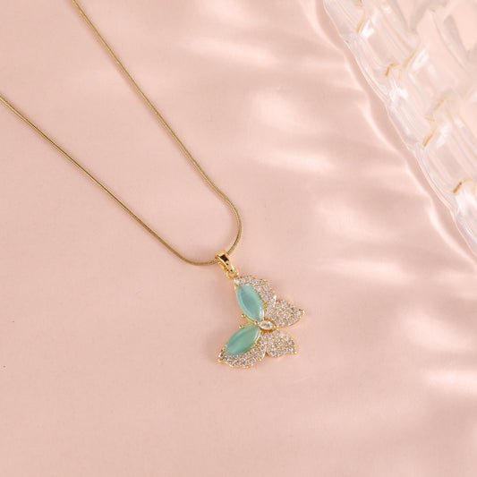 Mint Mirage Butterfly Pendant Necklace