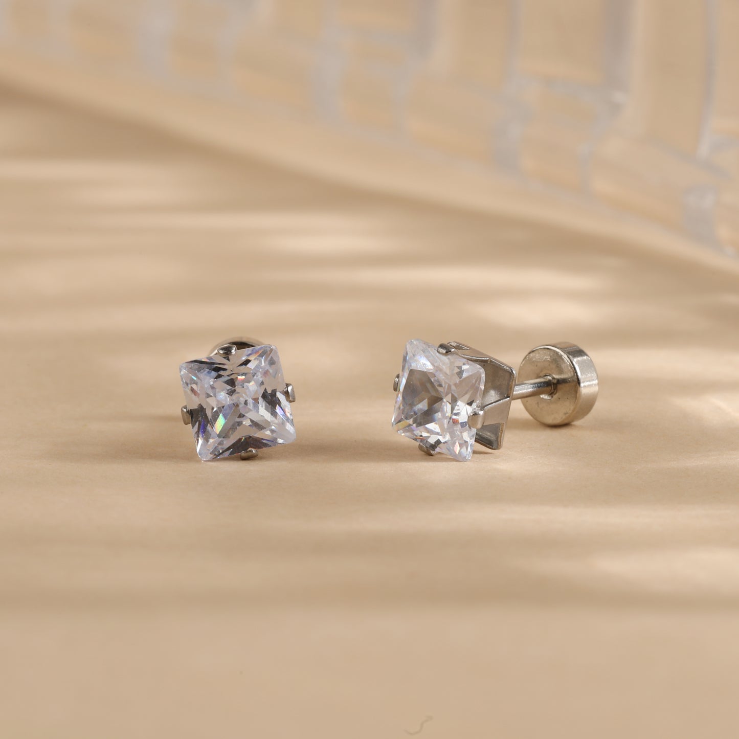 Crown Cut Classic Silver Studs Earrings