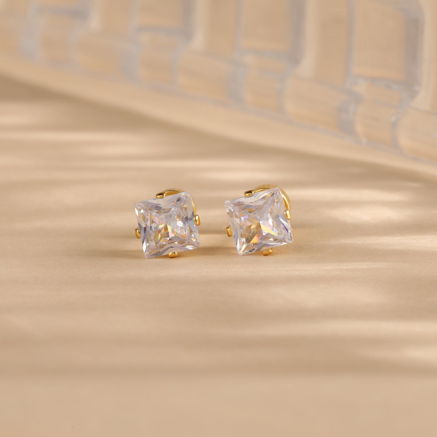 Sovereign Square Gold Studs Earrings