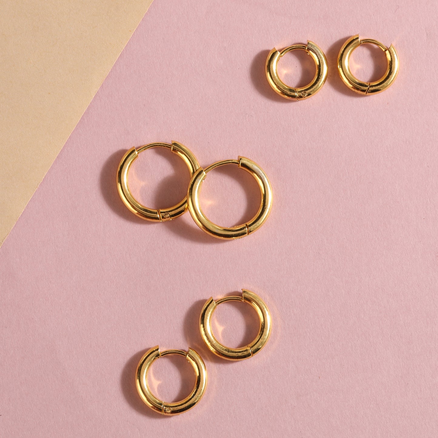 Gilded Essential Gold Hoops – Set of 3 Earrings