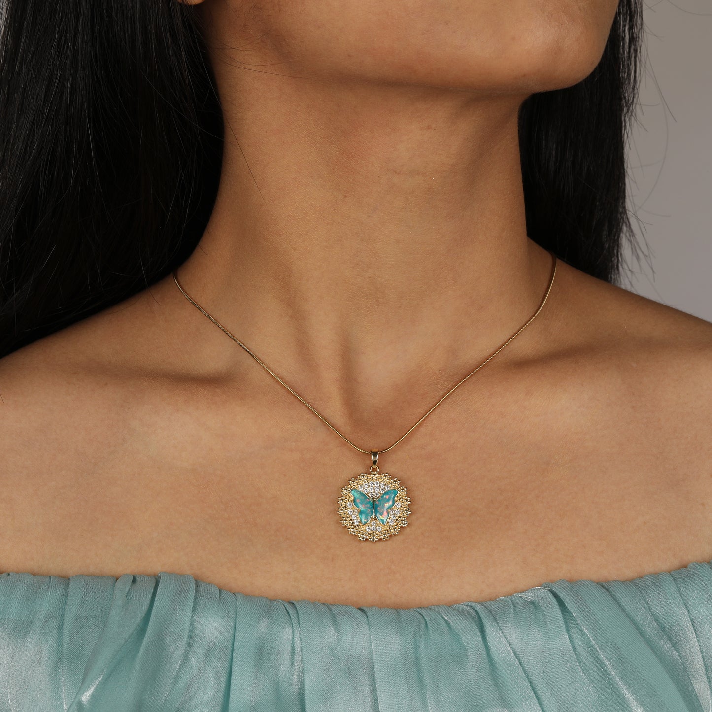 Celeste Bloom Butterfly Pendant Necklace