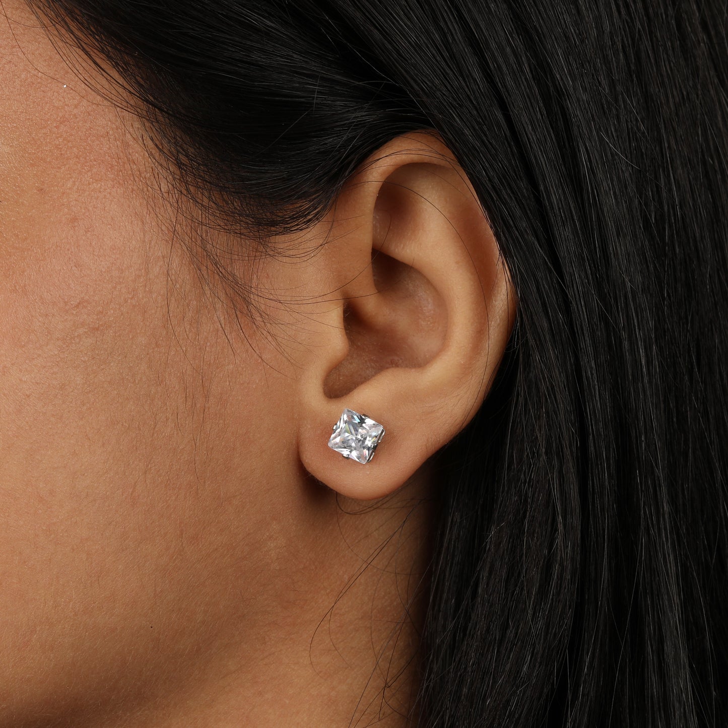 Crown Cut Classic Silver Studs Earrings
