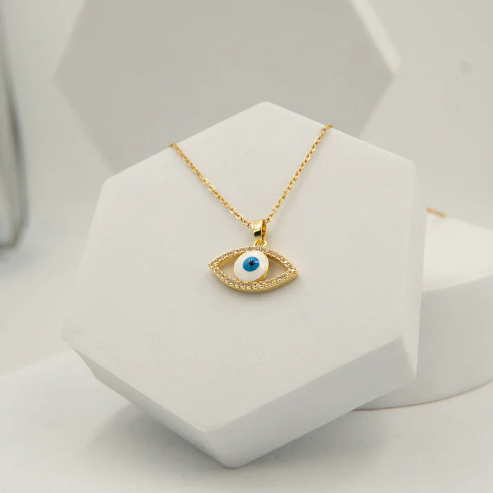 Guardian Eye Bracelet + Iced Moon Diamond Necklace Gold Plated + Illuminate Eye Necklace Gold Plated