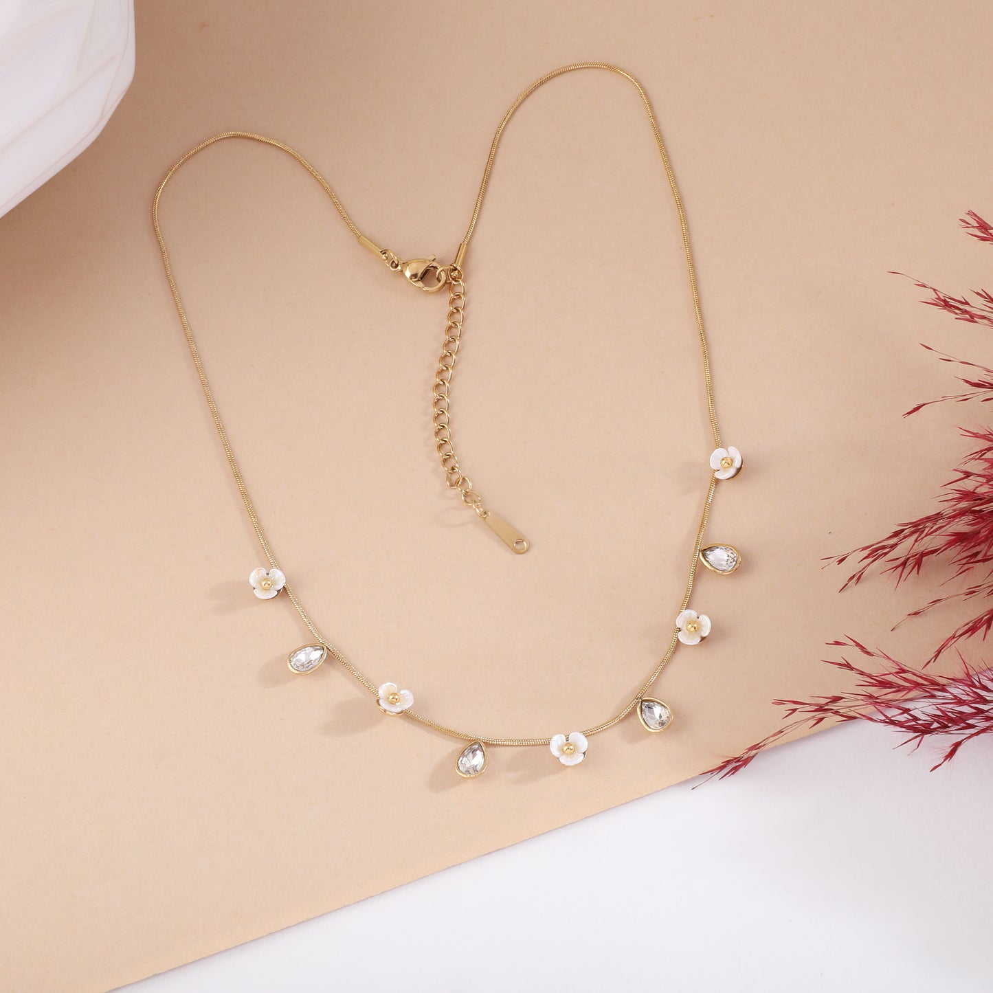 Ivory Bloom Charm Necklace 1