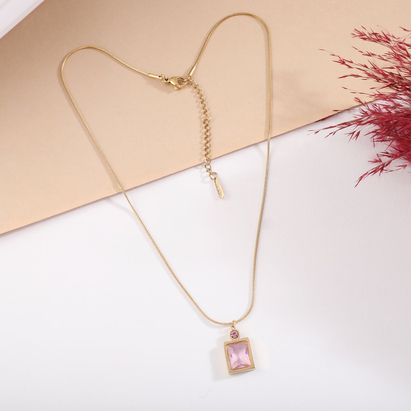 Pink Emerald Rose Quartz Necklace