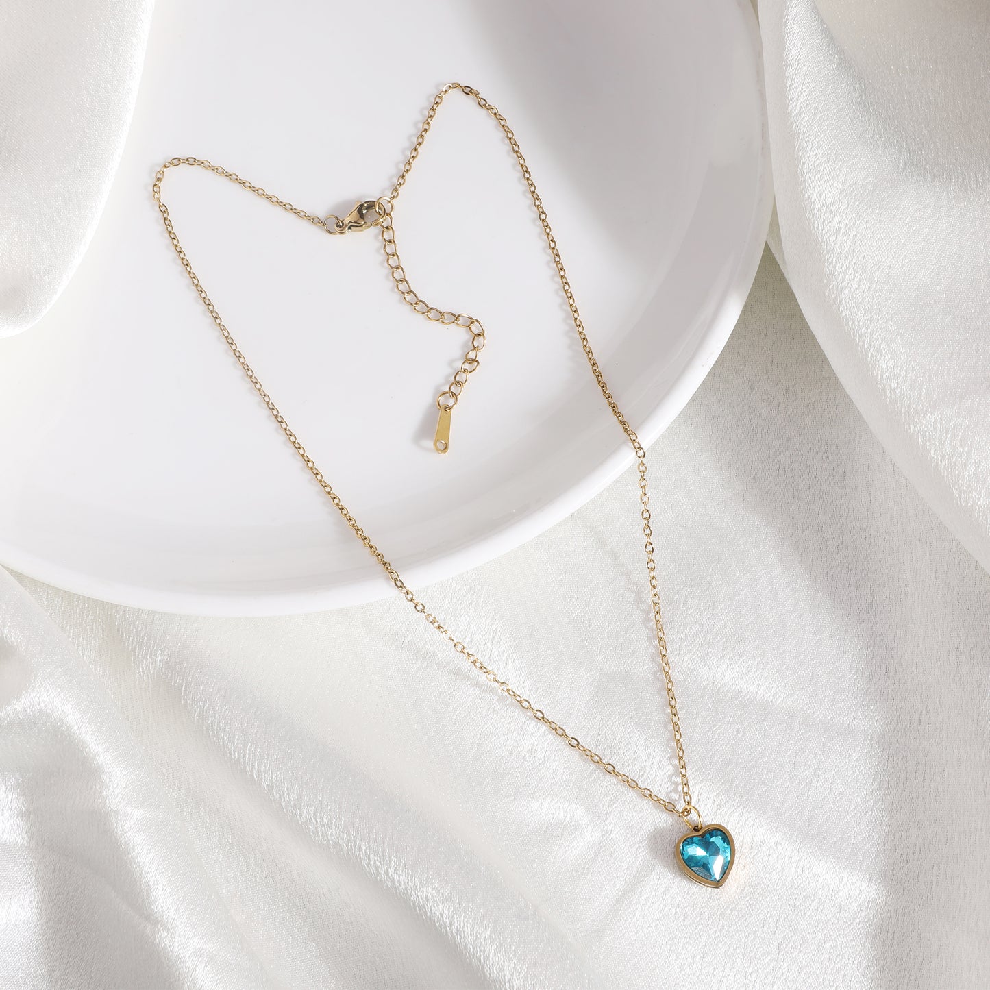 Topaz Heart Diamond Cut Necklace