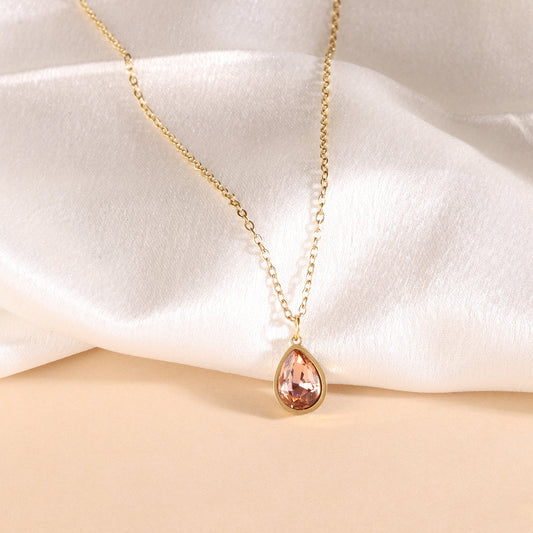 Pink Drop Diamond Cut Necklace
