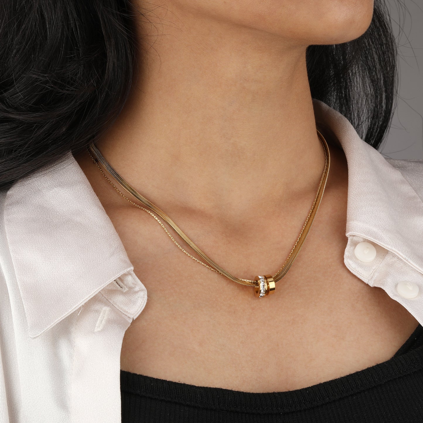 Gilded Rings Layered Necklace