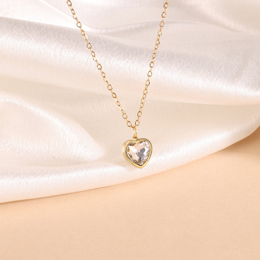 Clear Heart Diamond Cut Necklace