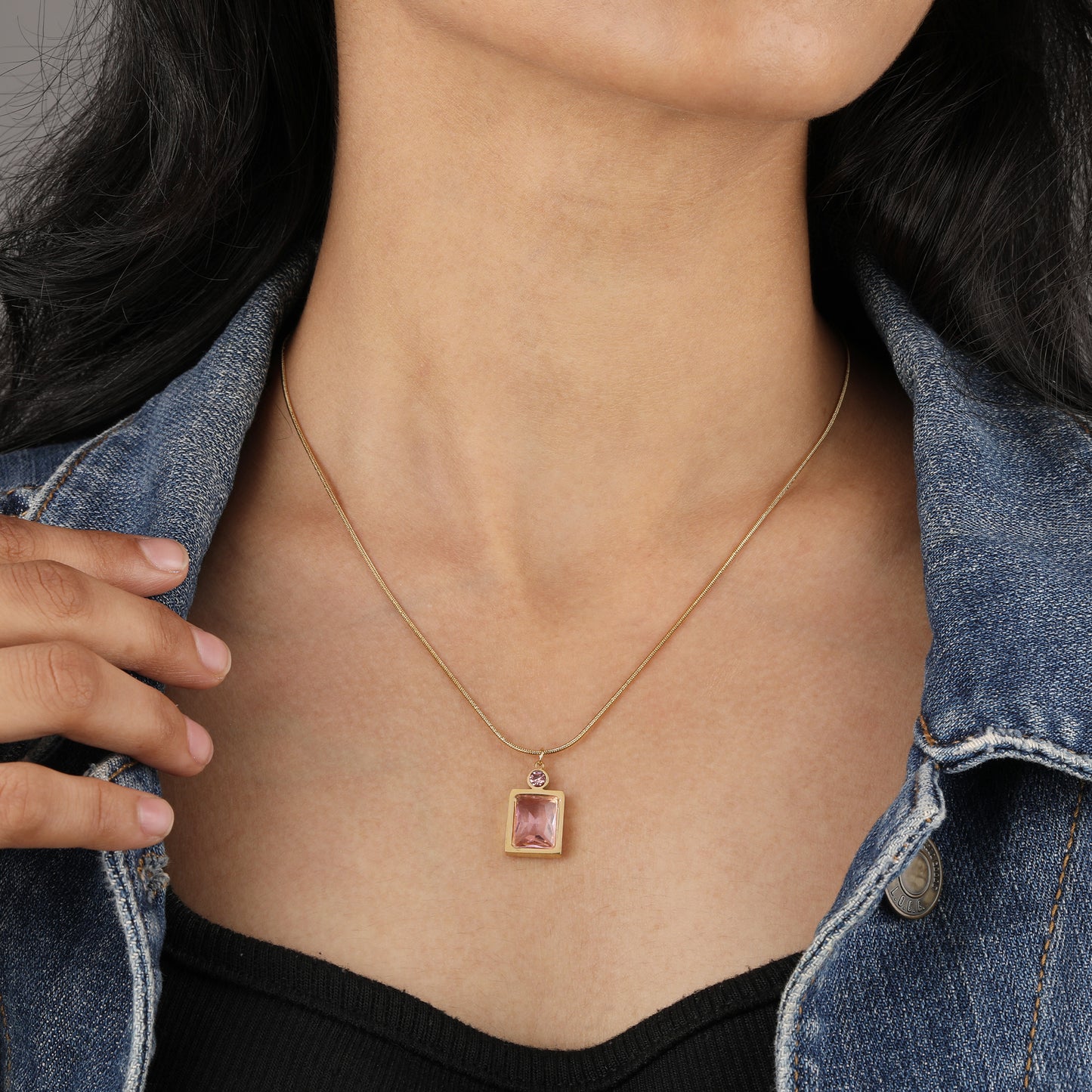 Pink Emerald Rose Quartz Necklace