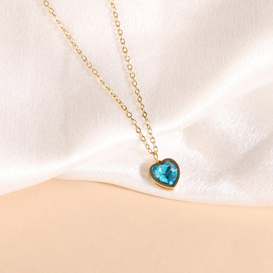 Topaz Heart Diamond Cut Necklace
