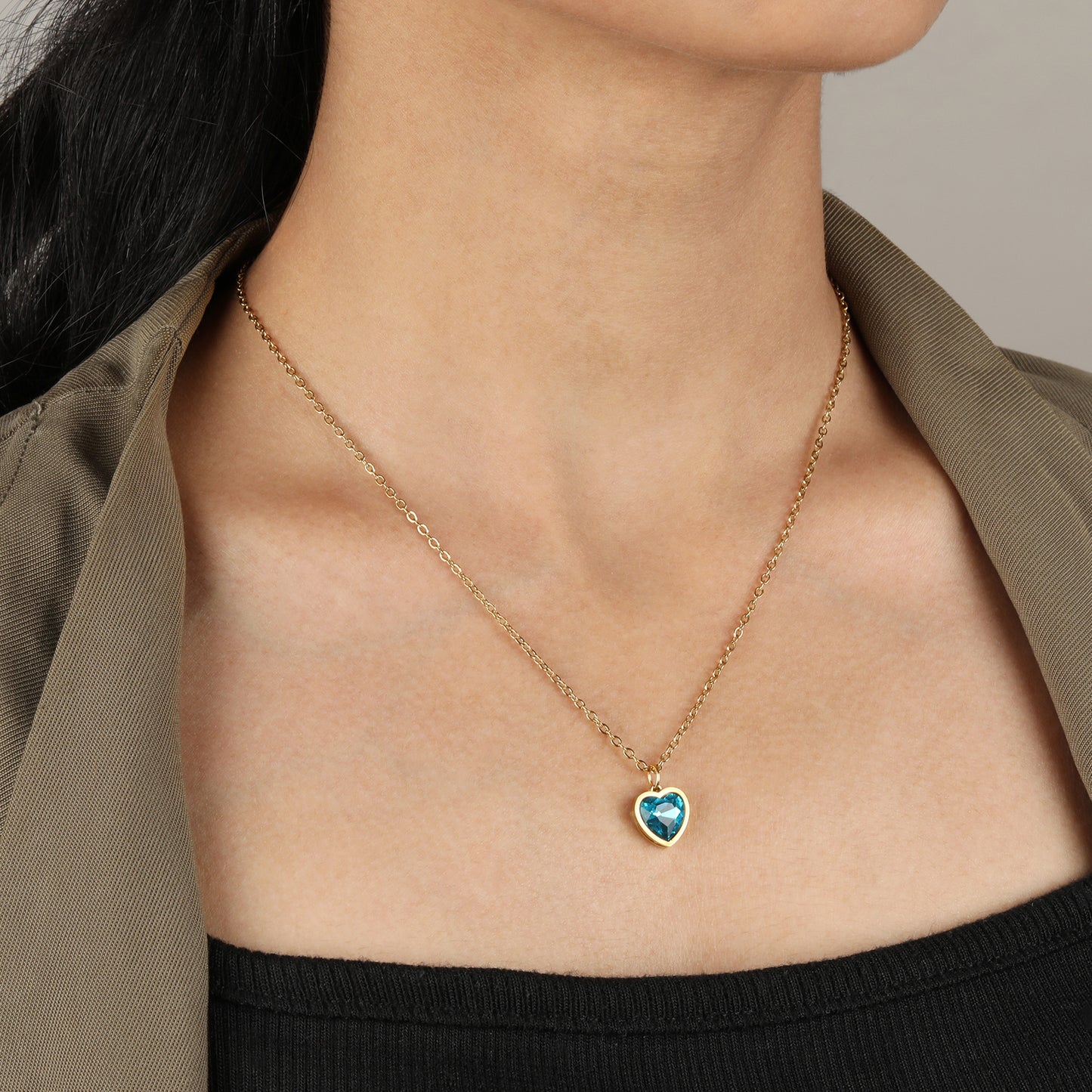 Topaz Heart Diamond Cut Necklace