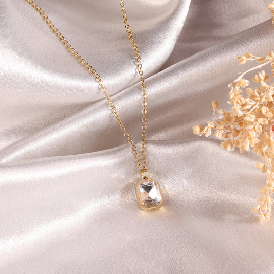 Clear Octagon Emerald Necklace