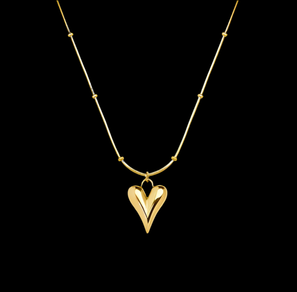 Snake Chain + Heart Vintage Chain Necklace Gold Plated Combo