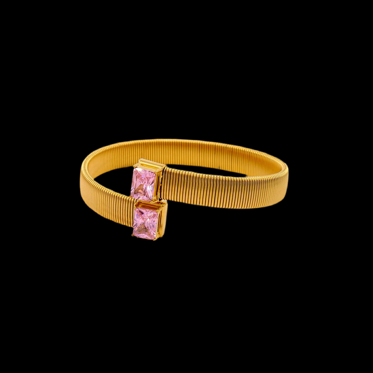 Rose Quartz Snake Kada Openable 18k Gold Plated, Waterproof and Anti-Tarnish