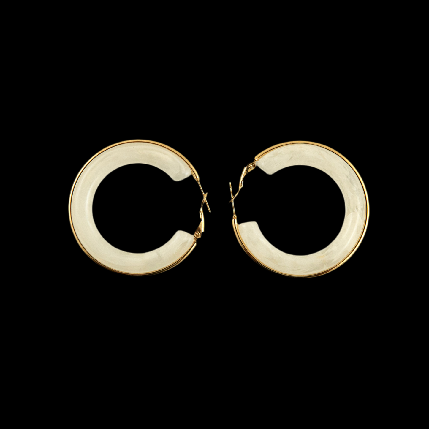 White Smokey Hoops Earrings Gold Plated, Waterproof and Anti-Tarnish