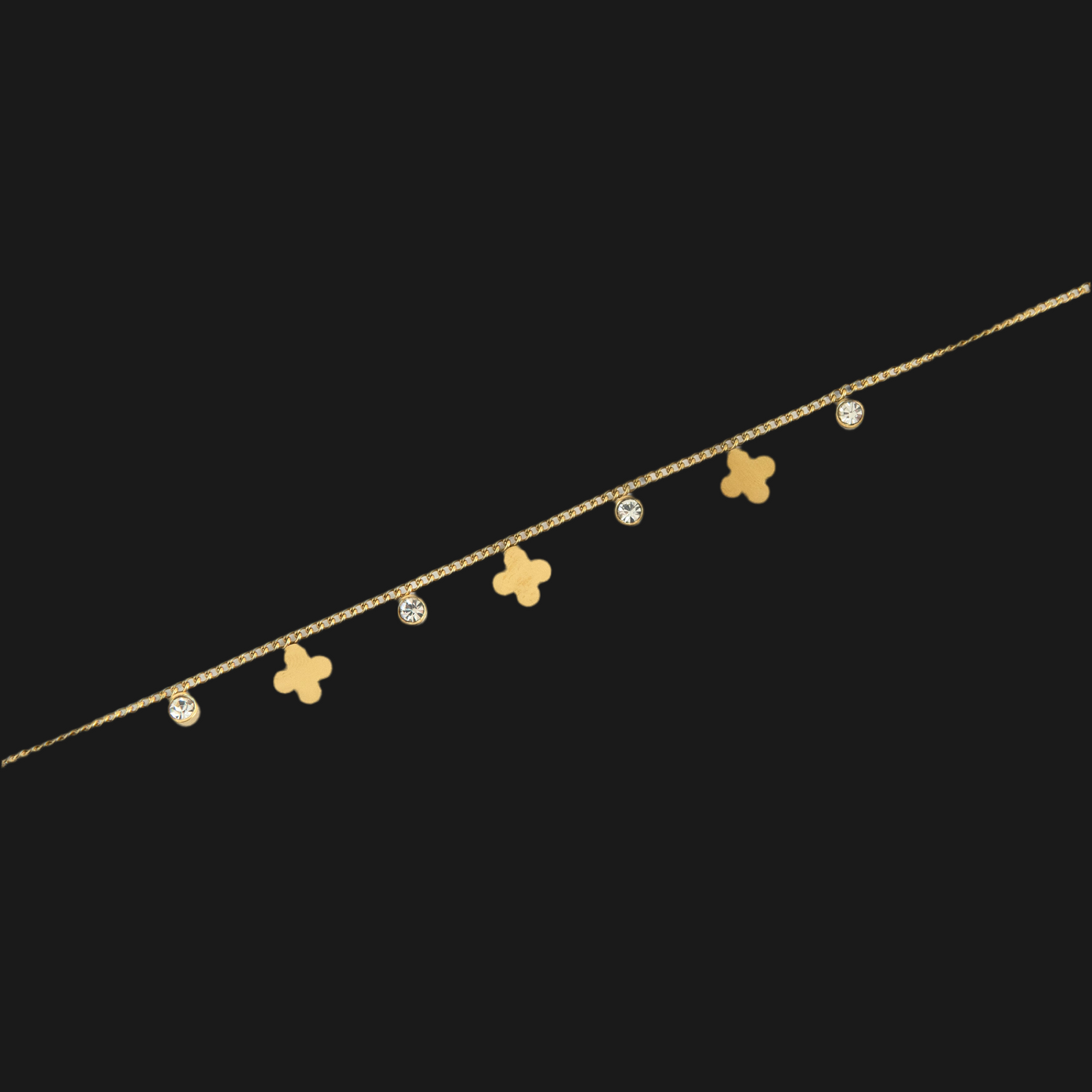 Golden Van Cleef Diamond Bracelet Gold Plated, Waterproof and Anti-Tarnish - 8 inches