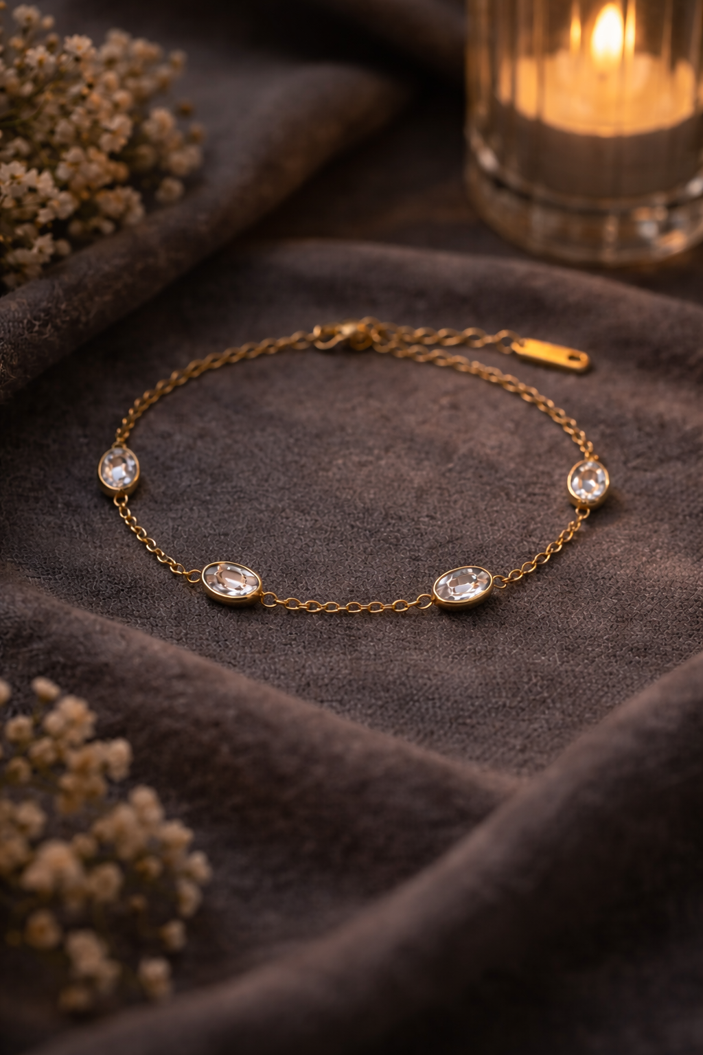 Four Crystal Oval Chain Bracelet