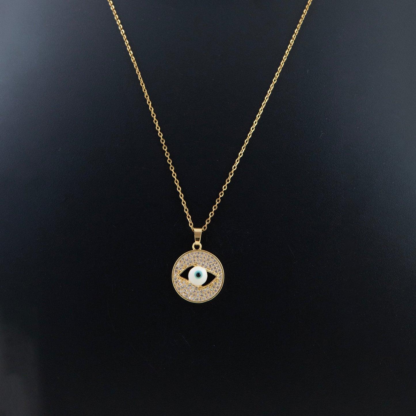 Crystal Evil Eye Necklace Gold Plated, Waterproof and Anti-Tarnish