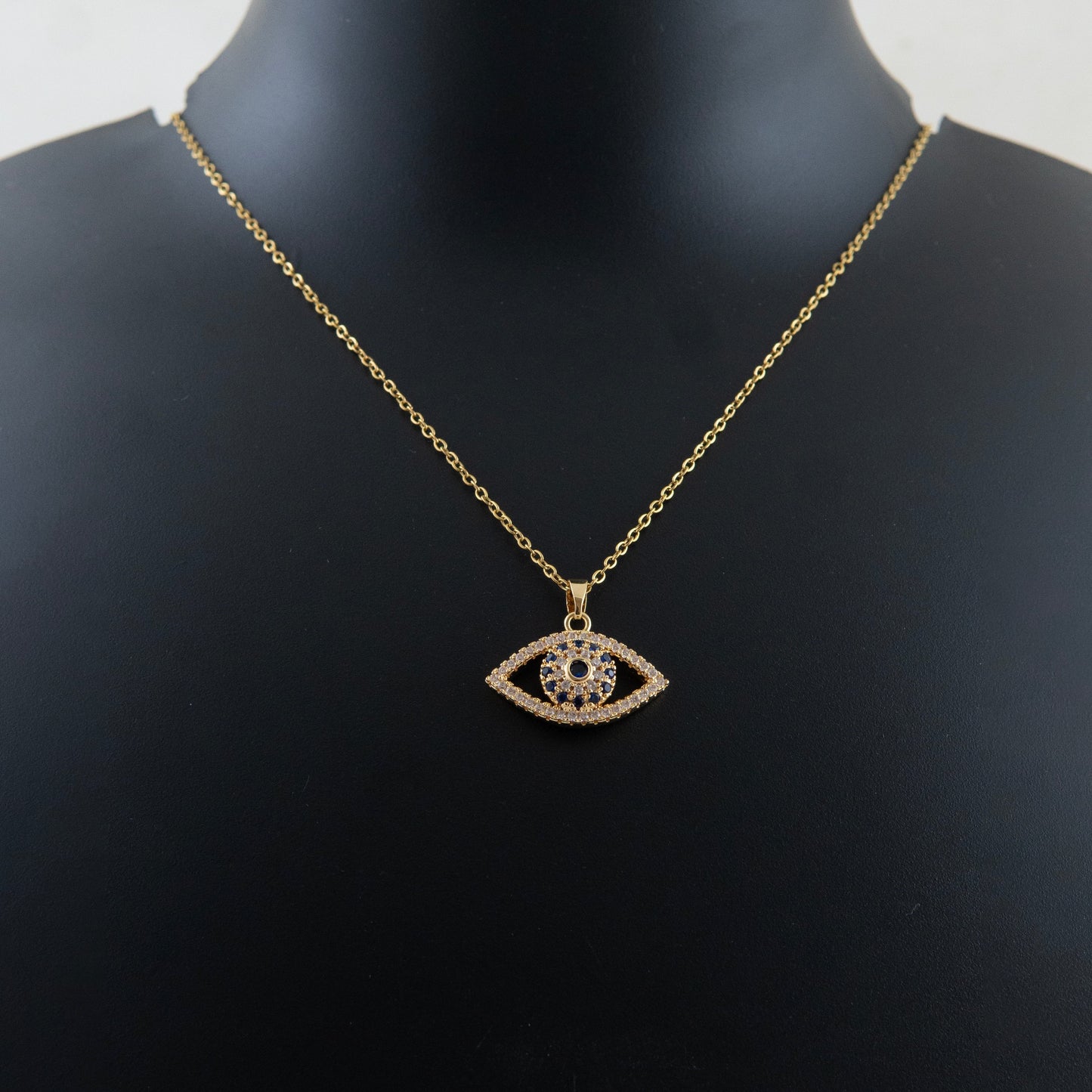 Sparkle Evil Eye Necklace 18K Gold Plated, Waterproof and Anti-Tarnish