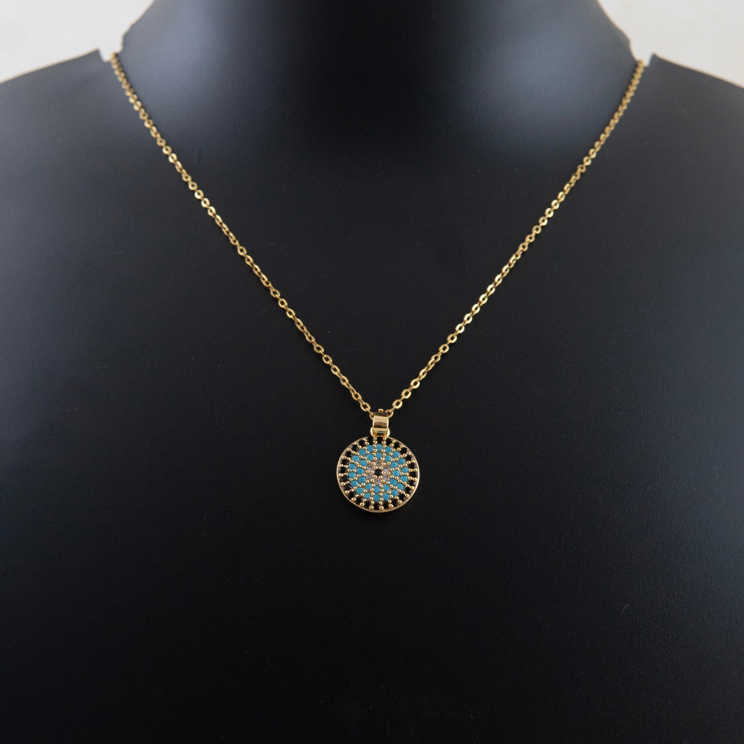 Mandala Enamel Diamond Necklace 18K Gold Plated, Waterproof and Anti-Tarnish