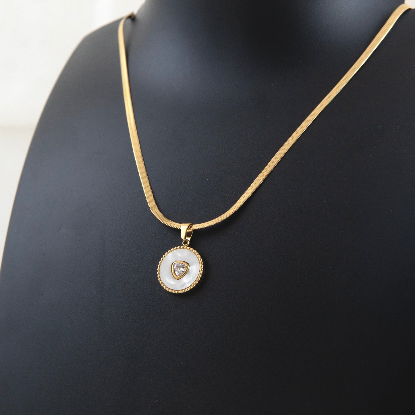 Orbed Pearl Stone Snake Necklace Gold Plated, Waterproof and Anti-Tarnish