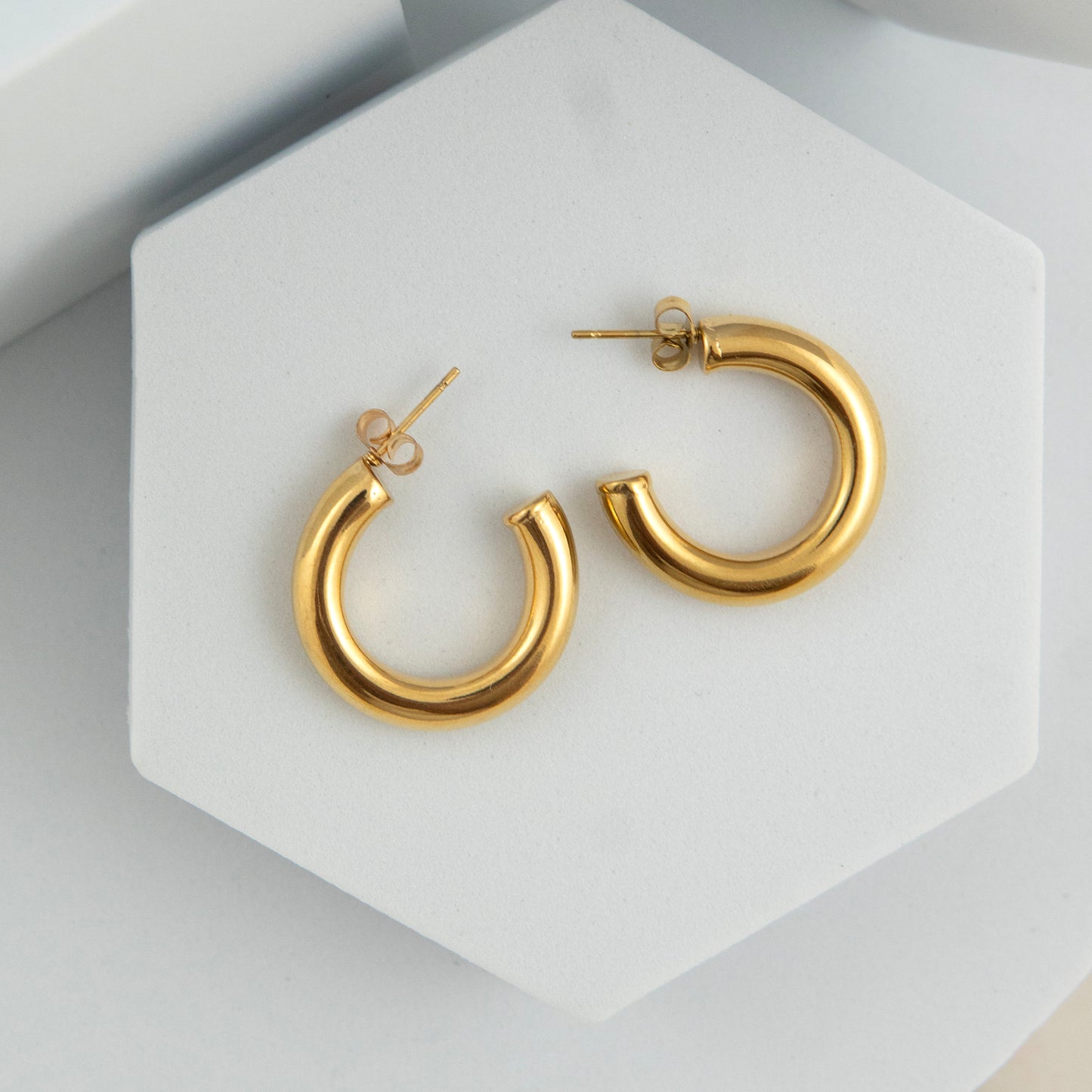 Semi Hoops Gold Earrings Gold Plated, Waterproof and Anti-Tarnish