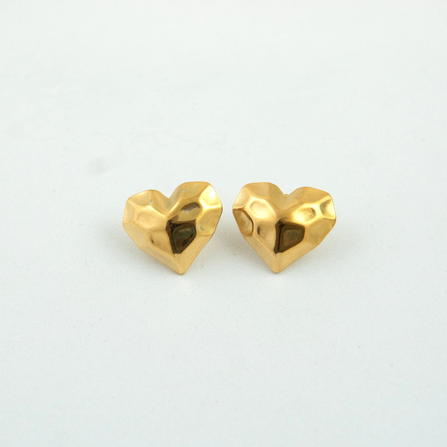 Crucible Heart Stud Earrings Gold Plated, Waterproof and Anti-Tarnish