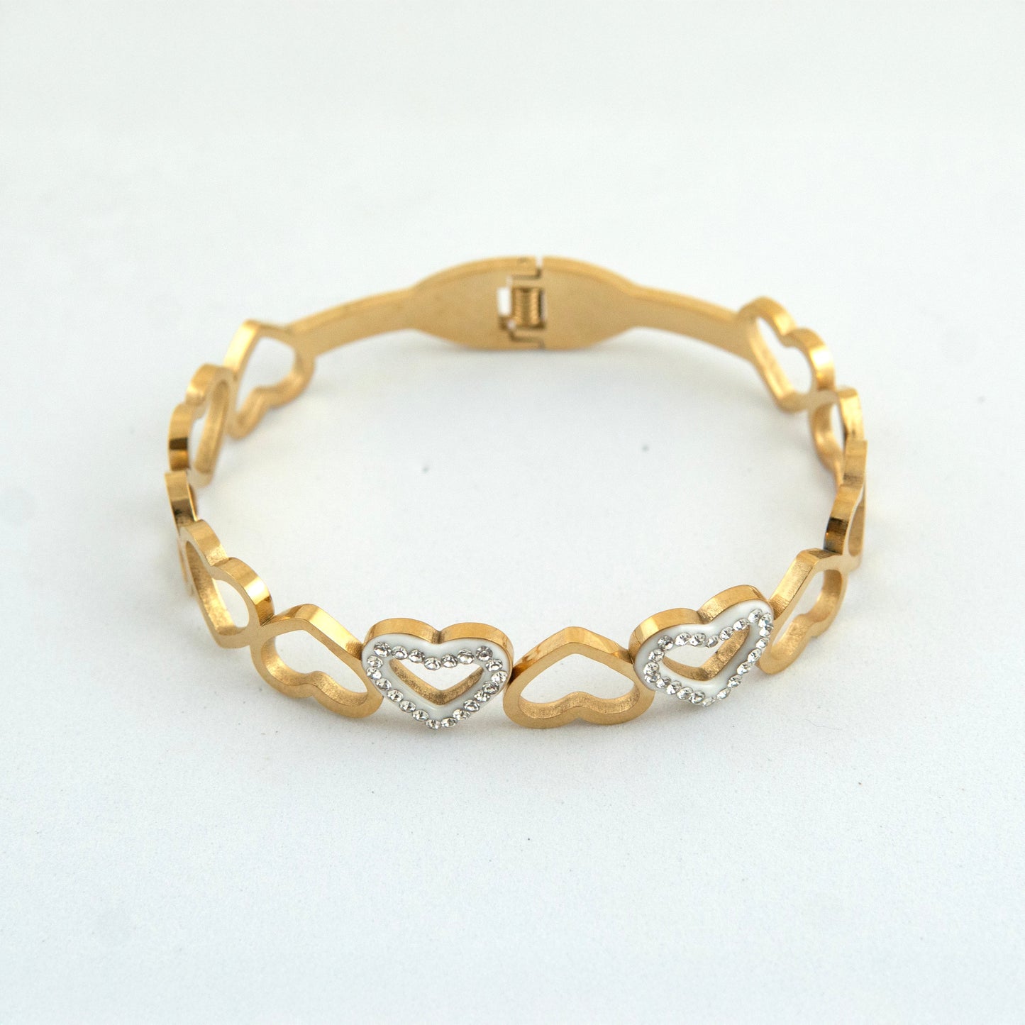 Multi Heart Diamond Bracelet Kada 18k Gold Plated, Waterproof and Anti-Tarnish