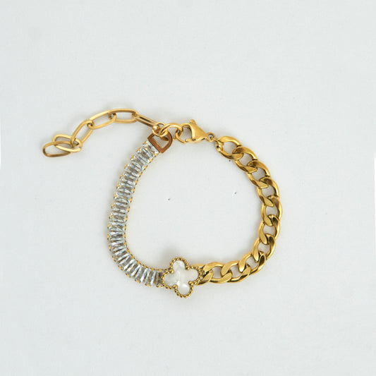 Sparkle Van Cleef Inspired Bracelet Gold Plated, Waterproof and Anti-Tarnish - 8 inches