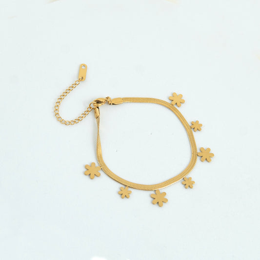 Winter Charm Snake Bracelet Gold Plated, Waterproof and Anti-Tarnish - 8 inches