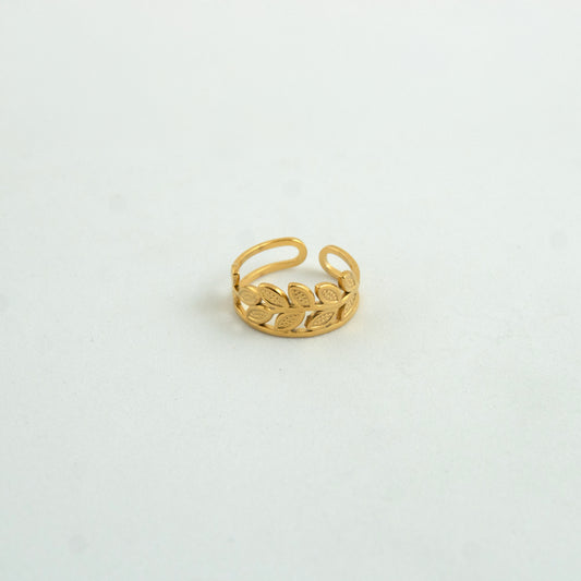 Leaf Loop Adjustable Ring Gold Plated