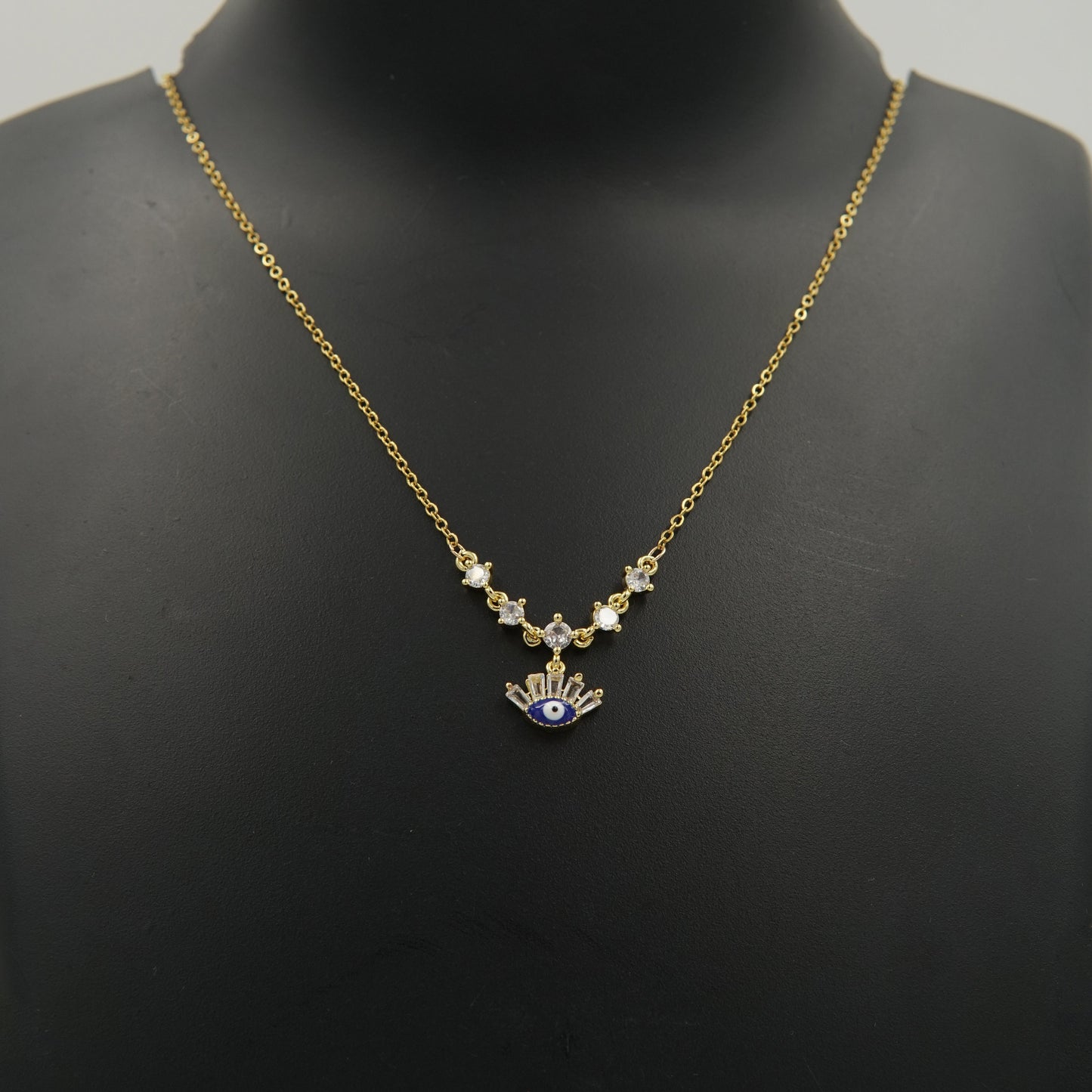 Crown Evil Eye Diamond Necklace 18K Gold Plated, Waterproof and Anti-Tarnish
