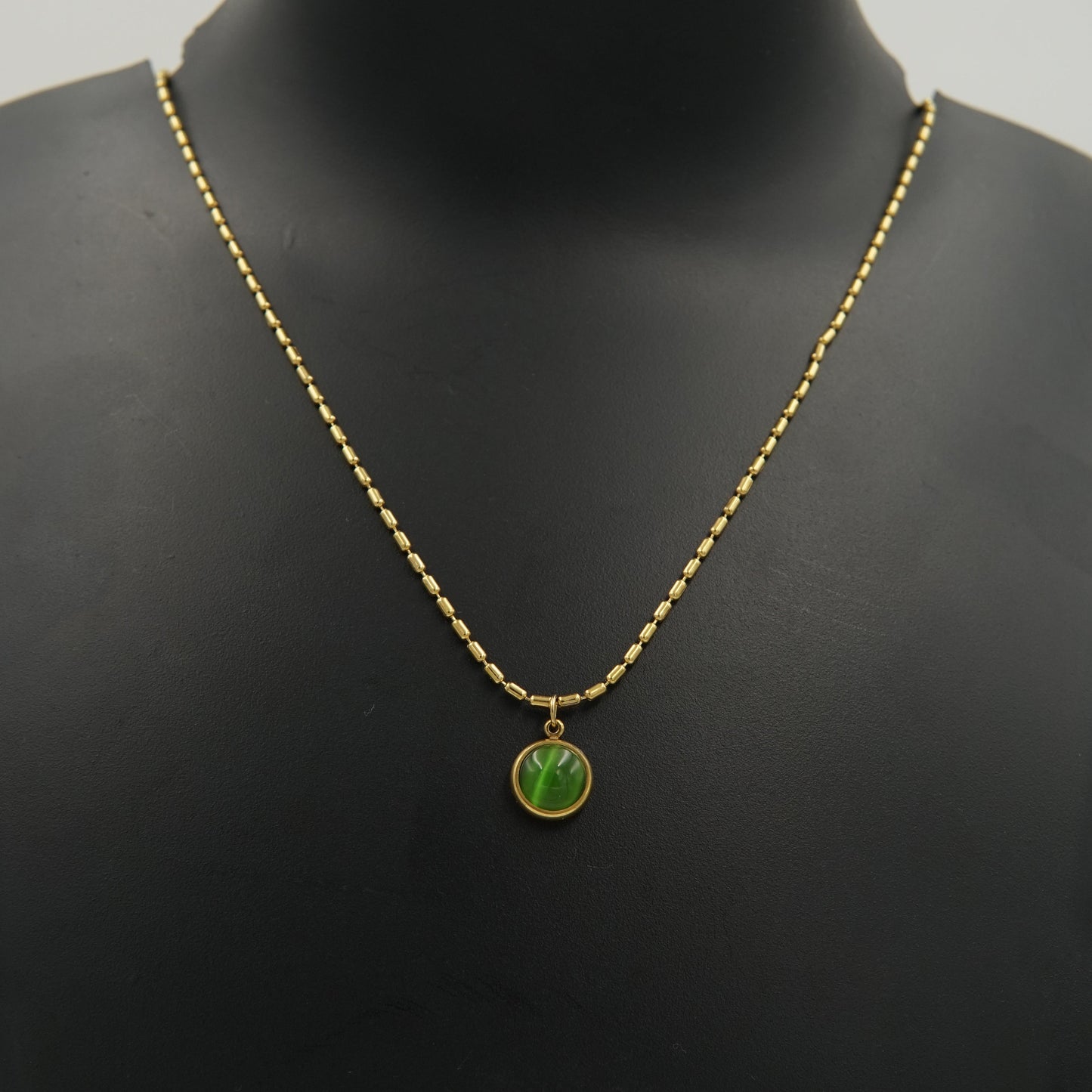 Aventurine Green Pearl Necklace Gold Plated, Waterproof and Anti-Tarnish